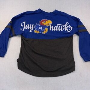 Pressbox MEN Medium Kansas Jayhawks KU two tone longsleeve shirt grey blue, rare
